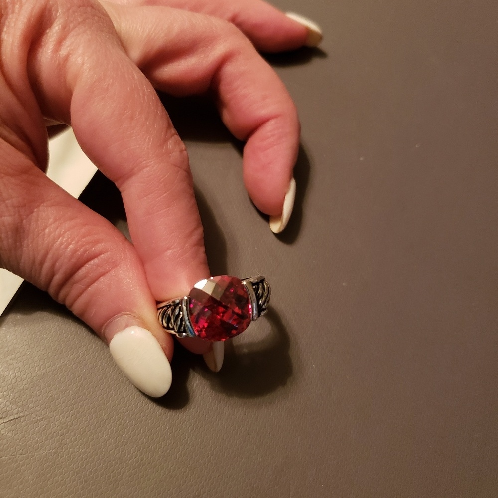 Silver Ring with Red Stone